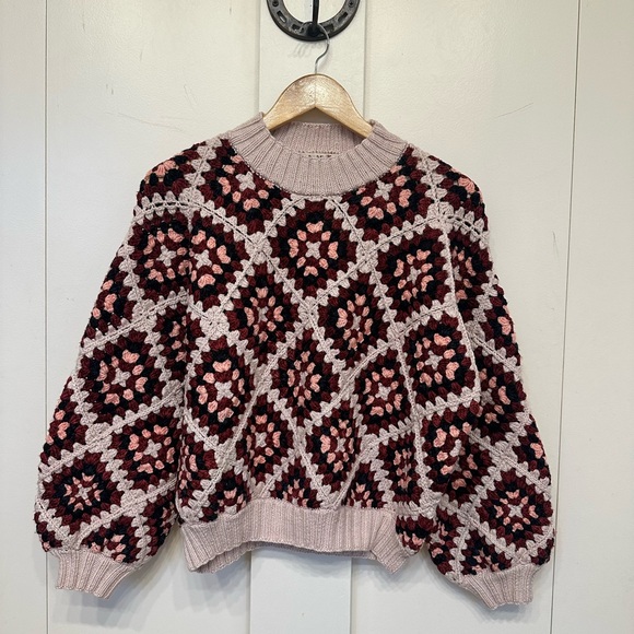 Misha & Puff patchwork crochet sweater in dune colorway size XS/S - Picture 4 of 8